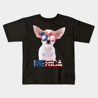 Merica Chihuahua Dog American Flag 4Th Of July Kids T-Shirt